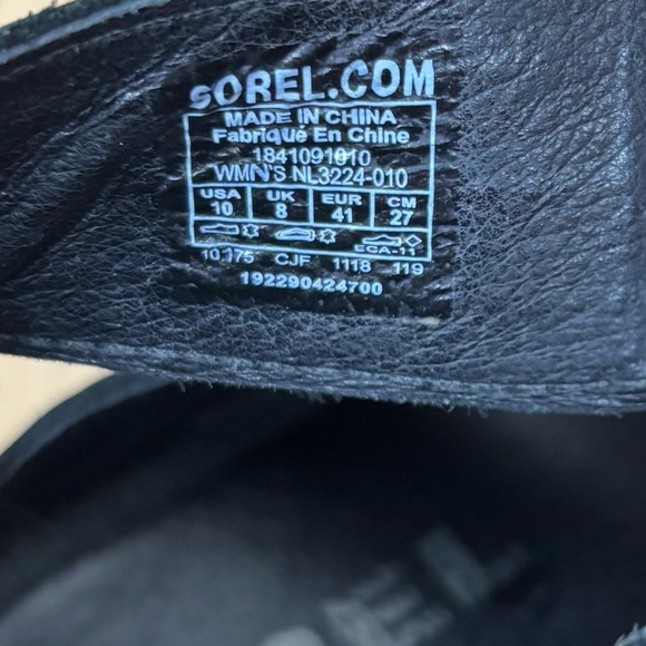 Sorel Joanie II Lace-Up Black Leather Wedge Sandals Womens Sz 10 Nubuck Leather - Picture 8 of 8